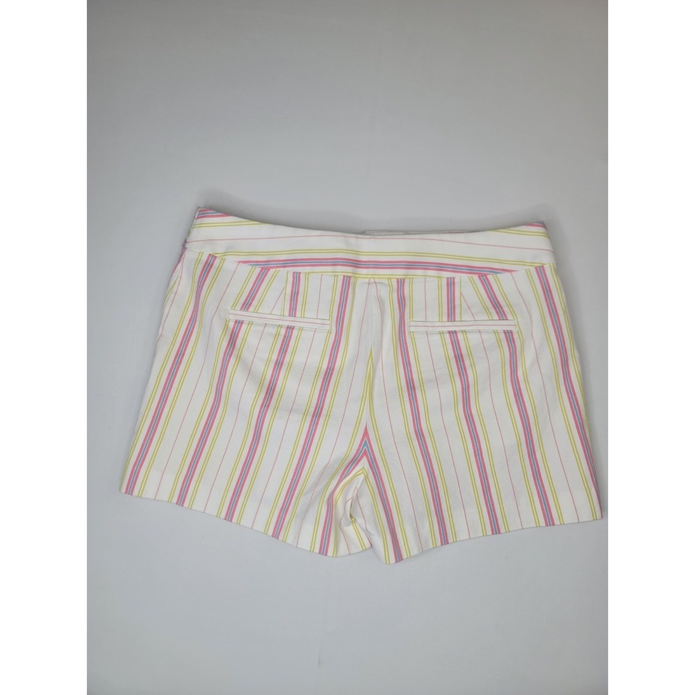 LOFT Striped Shorts Womens Size 10 White Pink Blue Yellow Cotton Stretch - Picture 5 of 9